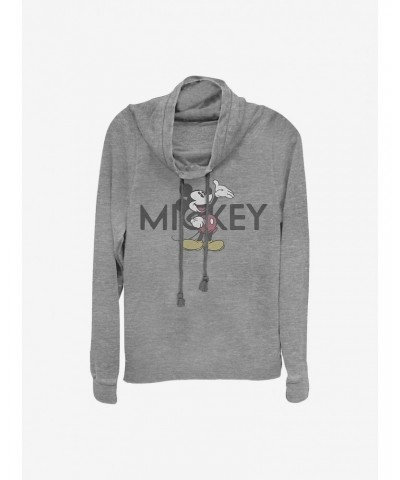 Disney Mickey Mouse Vintage Mickey Cowlneck Long-Sleeve Girls Top $10.78 Tops