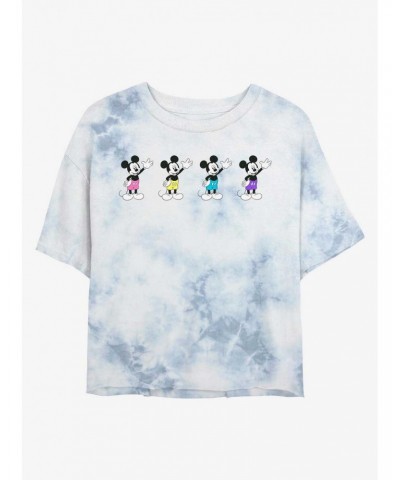 Disney Mickey Mouse Neon Pants Tie-Dye Girls Crop T-Shirt $8.55 T-Shirts