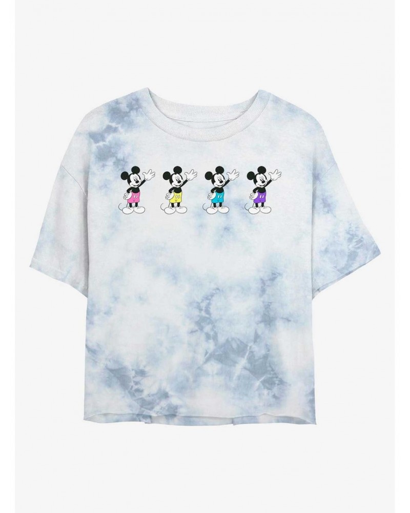 Disney Mickey Mouse Neon Pants Tie-Dye Girls Crop T-Shirt $8.55 T-Shirts