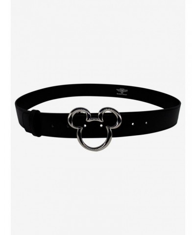 Disney Mickey Mouse Ears Silver Buckle Vegan Leather Belt $7.41 Belts
