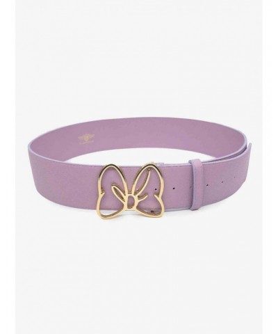 Disney Minnie Mouse Gold Bow Buckle Lilac Vegan Leather Belt $12.89 Belts