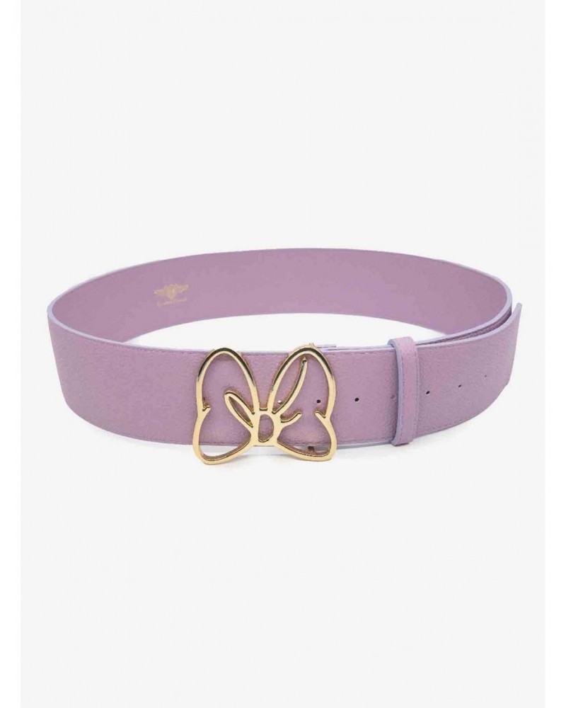 Disney Minnie Mouse Gold Bow Buckle Lilac Vegan Leather Belt $12.89 Belts