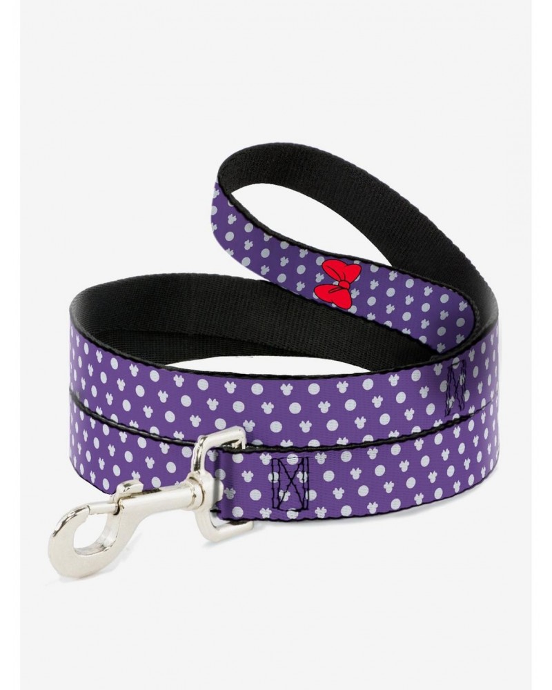 Disney Minnie Mouse Bow Ears Monogram Dots Dog Leash $10.53 Leashes