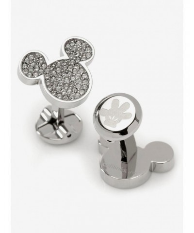 Disney Mickey Mouse Stainless Steel White Pave Crystal Mickey Mouse Cufflinks $69.89 Cufflinks