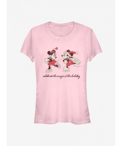 Disney Mickey Mouse Holiday Minnie Mouse Ice Skating Classic Girls T-Shirt $7.77 T-Shirts