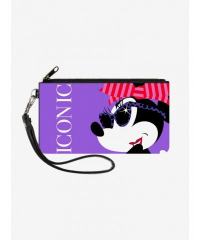 Disney Iconic Hollywood Minnie Mouse Over Shoulder Pose Wallet Canvas Zip Clutch $7.56 Clutches