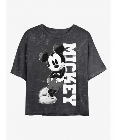 Disney Mickey Mouse Mickey Lean Mineral Wash Crop Girls T-Shirt $10.64 T-Shirts