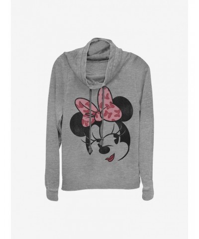 Disney Minnie Mouse Minnie Face Cowlneck Long-Sleeve Girls Top $14.73 Tops