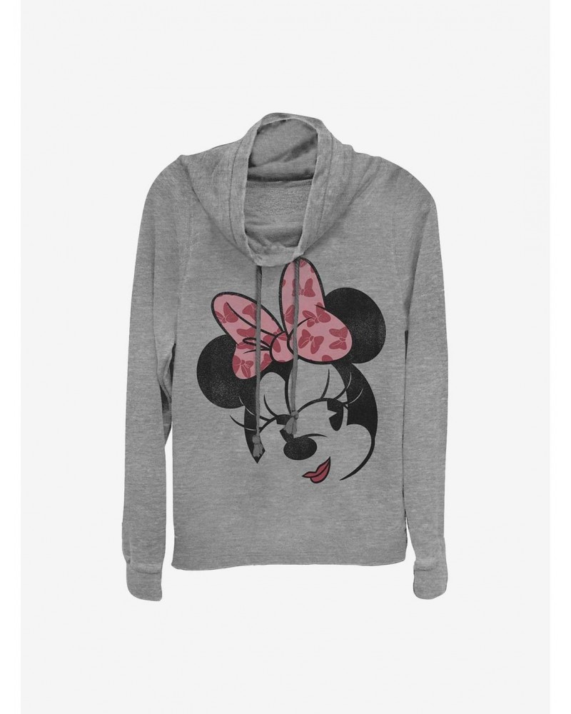 Disney Minnie Mouse Minnie Face Cowlneck Long-Sleeve Girls Top $14.73 Tops