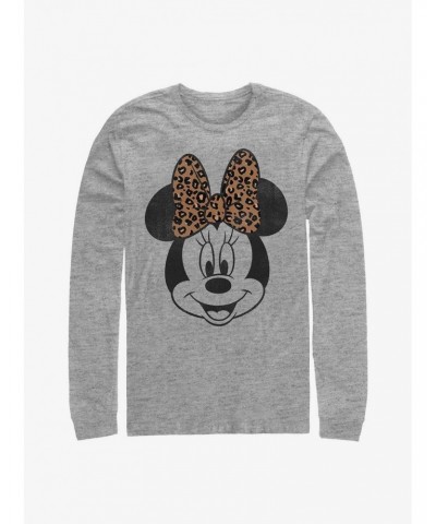 Disney Minnie Mouse Modern Minnie Face Leopard Long-Sleeve T-Shirt $12.90 T-Shirts