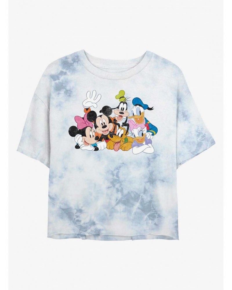 Disney Mickey Mouse All The Friends Tie-Dye Girls Crop T-Shirt $7.40 T-Shirts