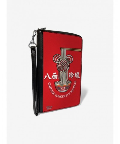 Disney Mickey Mouse Chinese Longevity Noodles Knot Red White Zip Around Rectangle Wallet $10.82 Wallets