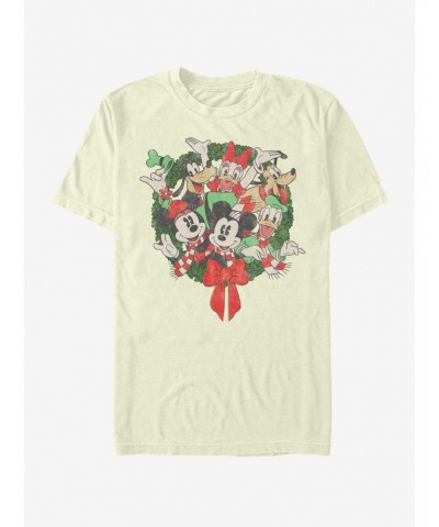 Disney Mickey Mouse Holiday Mickey Friends Wreath T-Shirt $6.50 T-Shirts