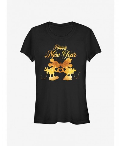 Disney Mickey Mouse And Minnie Mouse Kissing Happy New Year Classic Girls T-Shirt $9.76 T-Shirts