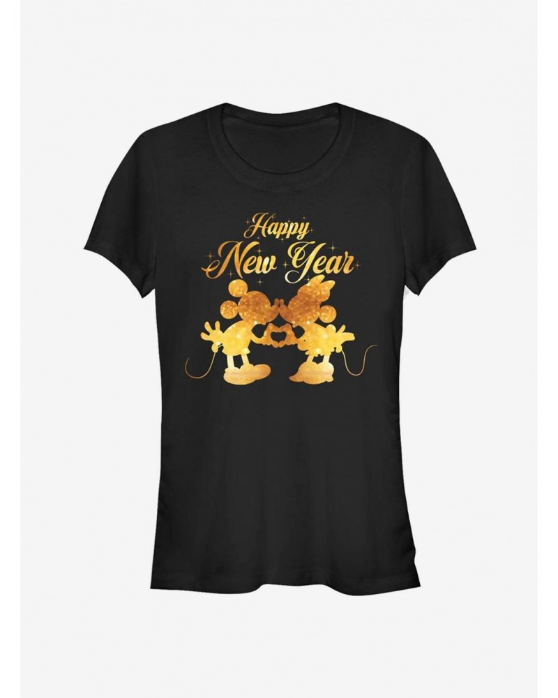 Disney Mickey Mouse And Minnie Mouse Kissing Happy New Year Classic Girls T-Shirt $9.76 T-Shirts