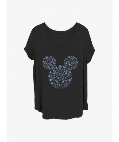 Disney Mickey Mouse Snowflakes Ear Girls T-Shirt Plus Size $10.64 T-Shirts