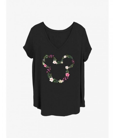 Disney Mickey Mouse Floral Mickey Girls T-Shirt Plus Size $11.33 T-Shirts
