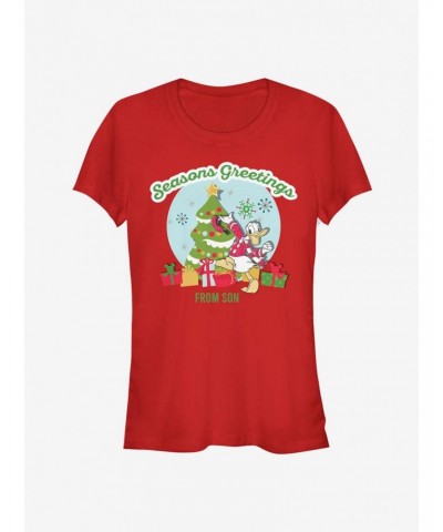 Disney Donald Duck Holiday Seasons Greetings From Son Classic Girls T-Shirt $9.16 T-Shirts