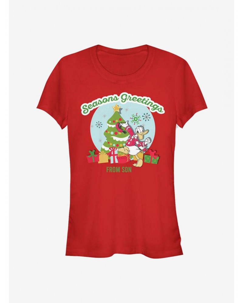 Disney Donald Duck Holiday Seasons Greetings From Son Classic Girls T-Shirt $9.16 T-Shirts