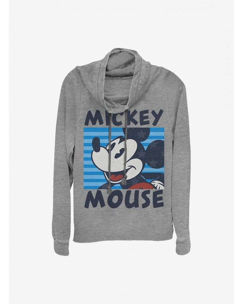 Disney Mickey Mouse Mickeys Stripes Cowlneck Long-Sleeve Girls Top $17.96 Tops