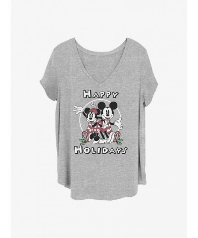 Disney Mickey Mouse Mickey & Minnie Holiday Girls T-Shirt Plus Size $8.32 T-Shirts